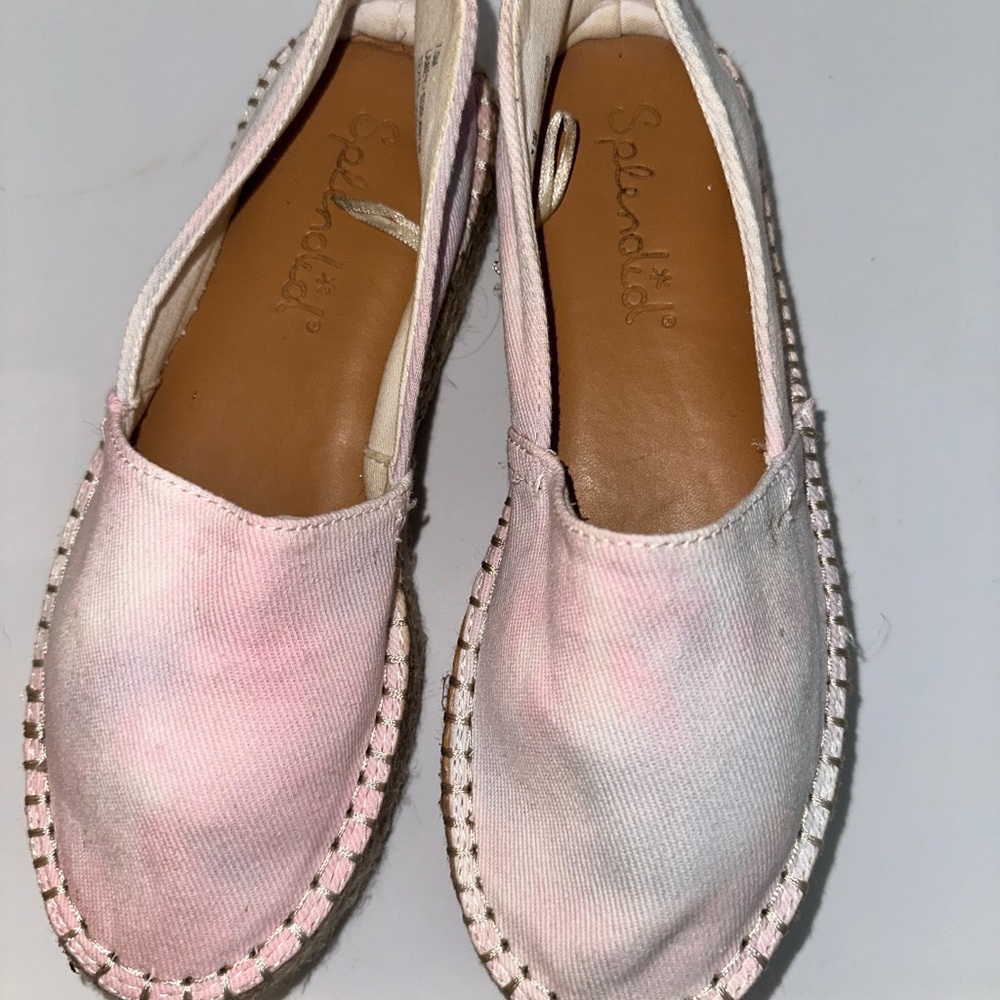 Splendid Pink and White Espadrilles with Braided Sole